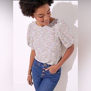 NWOT LOFT Textured Puff Sleeve Top
